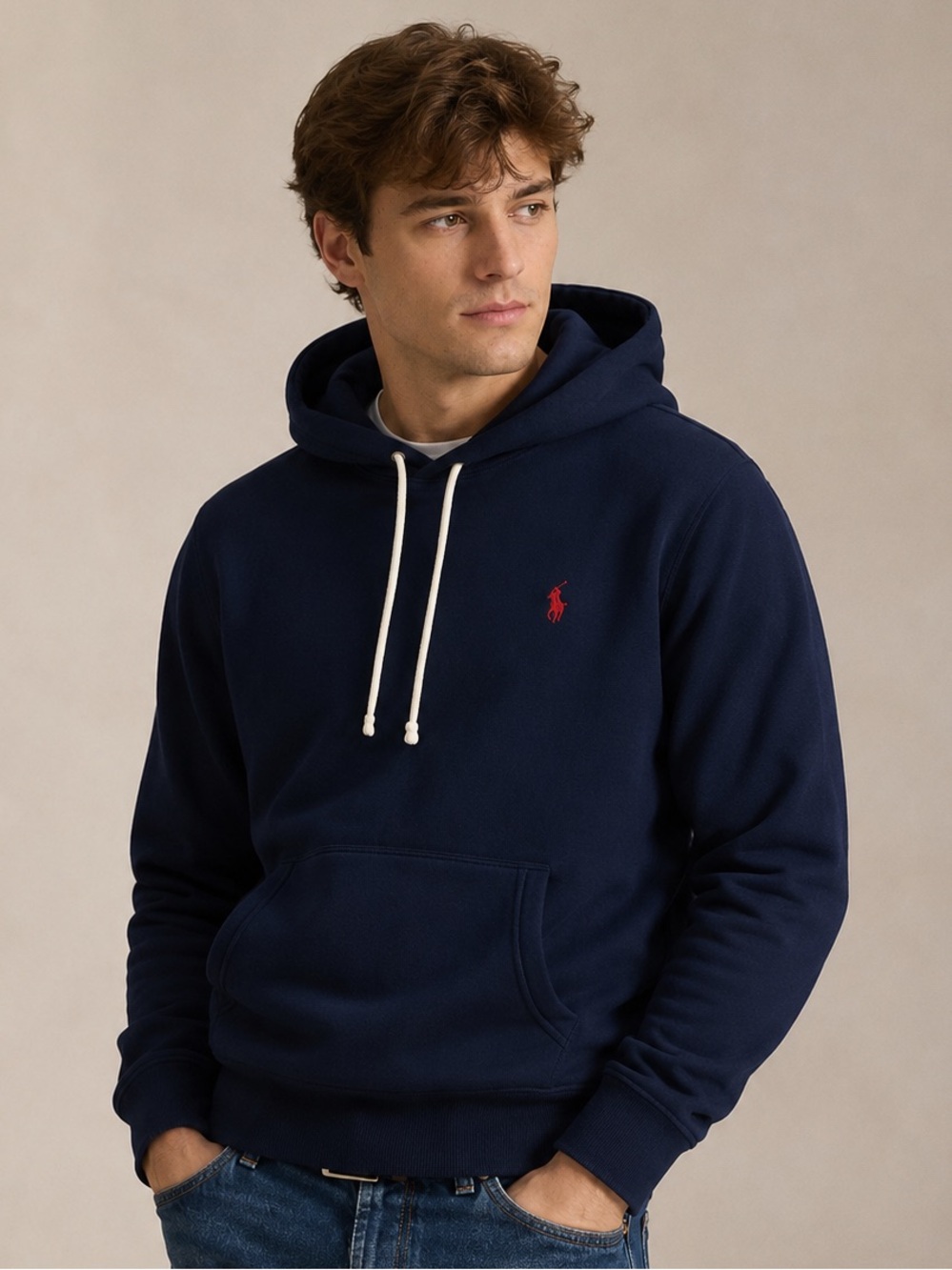 Polo Ralph Lauren Men’s The RL Fleece Hoodie Cruise Navy with Red Pony Size XL